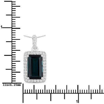3.55 Carat Genuine Green Tourmaline and White Diamond 14K White Gold Pendant Bids.com