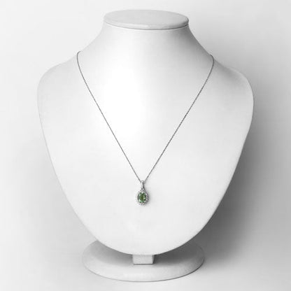 1.39 Carat Genuine Green Tourmaline and White Diamond 14K White Gold Pendant Bids.com