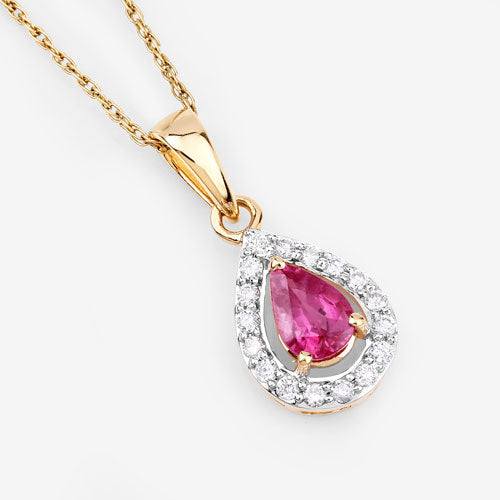 1.03 Carat Genuine Ruby and White Diamond 14K Yellow Gold Pendant Bids.com