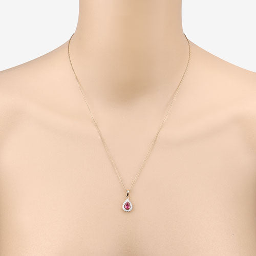 1.03 Carat Genuine Ruby and White Diamond 14K Yellow Gold Pendant Bids.com