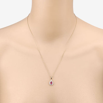 1.03 Carat Genuine Ruby and White Diamond 14K Yellow Gold Pendant Bids.com