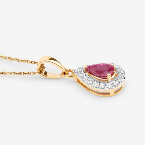 1.03 Carat Genuine Ruby and White Diamond 14K Yellow Gold Pendant Bids.com