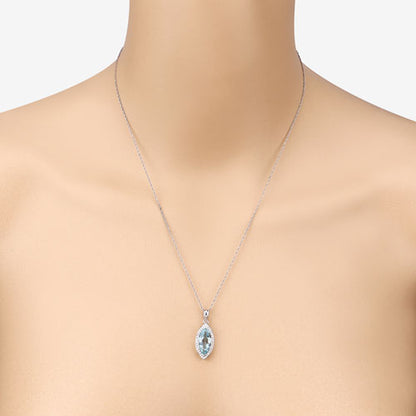 2.55 Carat Genuine Aquamarine and White Diamond 14K White Gold Pendant Bids.com