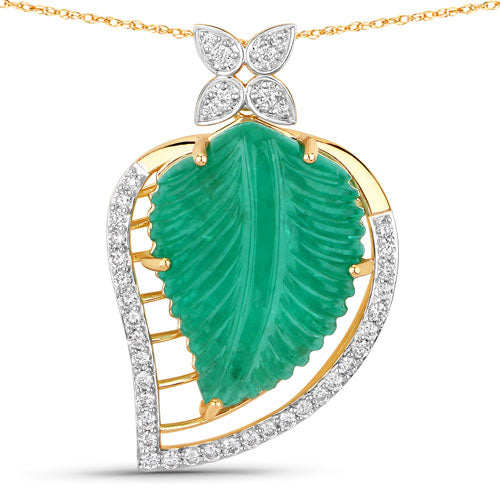 29.67 Carat Genuine Colombian Emerald and White Diamond 14K Yellow Gold Pendant Bids.com