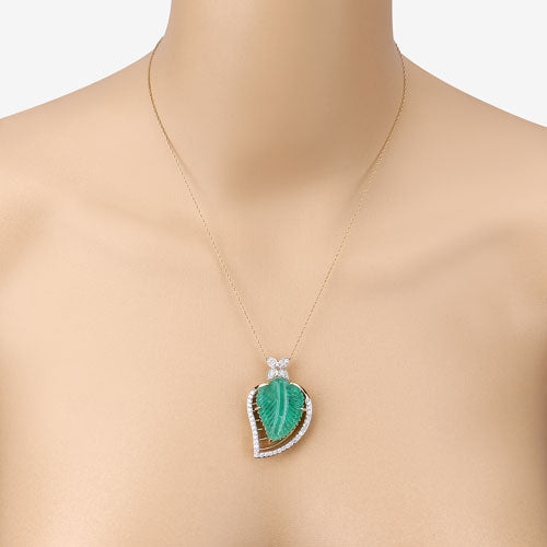 29.67 Carat Genuine Colombian Emerald and White Diamond 14K Yellow Gold Pendant Bids.com