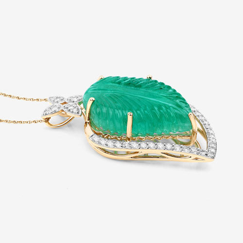 29.67 Carat Genuine Colombian Emerald and White Diamond 14K Yellow Gold Pendant Bids.com