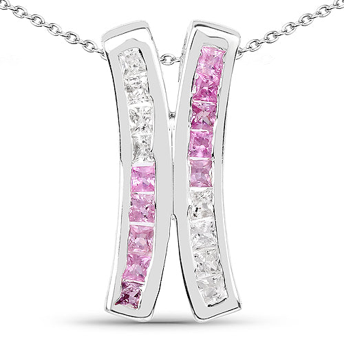 1.08 Carat Genuine Pink Sapphire and White Sapphire .925 Sterling Silver Pendant Bids.com