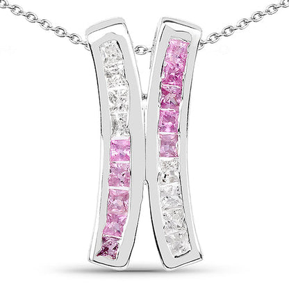 1.08 Carat Genuine Pink Sapphire and White Sapphire .925 Sterling Silver Pendant Bids.com