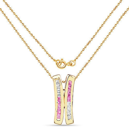 14K Yellow Gold Plated 1.08 Carat Genuine Pink Sapphire and White Sapphire .925 Sterling Silver Pendant Bids.com