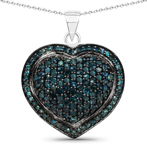 1.25 Carat Genuine Blue Diamond .925 Sterling Silver Pendant Bids.com