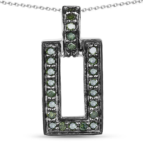0.36 Carat Genuine Green Diamond .925 Sterling Silver Pendant Bids.com