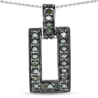 0.36 Carat Genuine Green Diamond .925 Sterling Silver Pendant Bids.com
