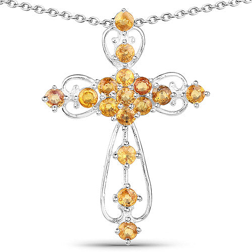 2.24 Carat Genuine Yellow Sapphire .925 Sterling Silver Pendant Bids.com