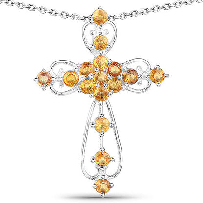 2.24 Carat Genuine Yellow Sapphire .925 Sterling Silver Pendant Bids.com