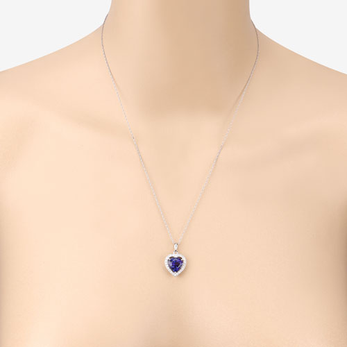 3.74 Carat Genuine Tanzanite and White Diamond 14K White Gold Pendant Bids.com