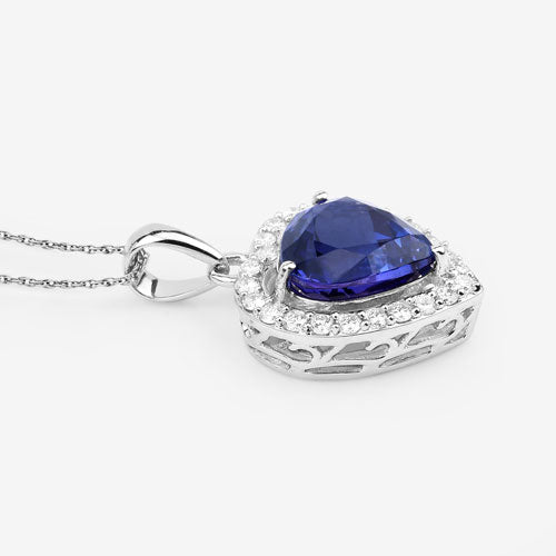 3.74 Carat Genuine Tanzanite and White Diamond 14K White Gold Pendant Bids.com