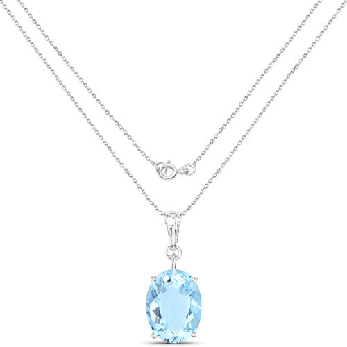 11.25 Carat Genuine Swiss Blue Topaz .925 Sterling Silver Pendant Bids.com