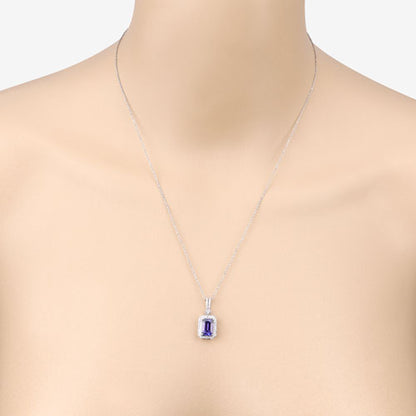 2.56 Carat Genuine Tanzanite and White Diamond 14K White Gold Pendant Bids.com