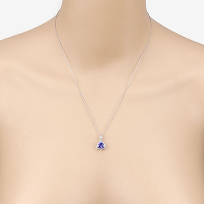 1.71 Carat Genuine Tanzanite and White Diamond 14K White Gold Pendant Bids.com