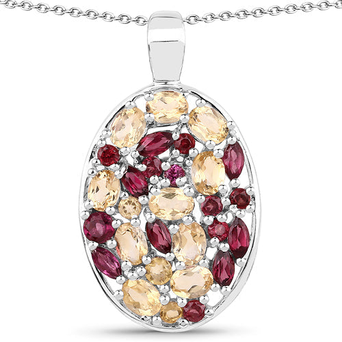 2.88 Carat Genuine Citrine and Rhodolite .925 Sterling Silver Pendant Bids.com