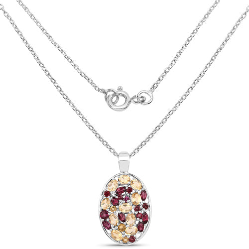 2.88 Carat Genuine Citrine and Rhodolite .925 Sterling Silver Pendant Bids.com