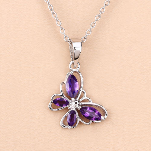 0.60 Carat Genuine Amethyst .925 Sterling Silver Pendant Bids.com