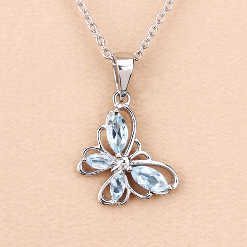 0.78 Carat Genuine Blue Topaz .925 Sterling Silver Pendant Bids.com