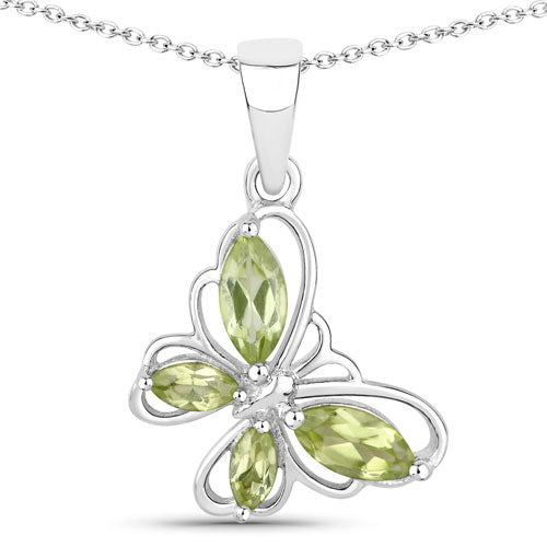 0.64 Carat Genuine Peridot .925 Sterling Silver Pendant Bids.com