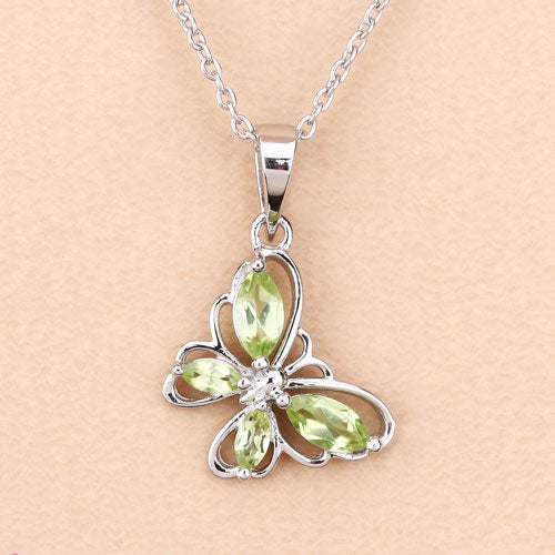 0.64 Carat Genuine Peridot .925 Sterling Silver Pendant Bids.com