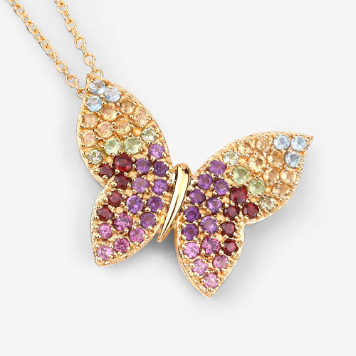 1.62 Carat Genuine Multi Stones .925 Sterling Silver Pendant Bids.com