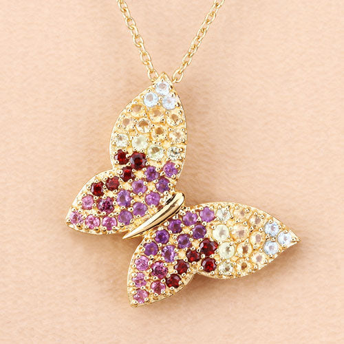 1.62 Carat Genuine Multi Stones .925 Sterling Silver Pendant Bids.com