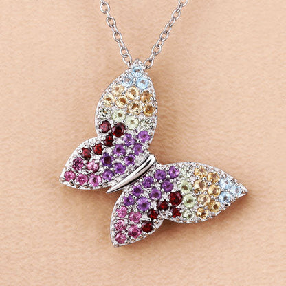 1.62 Carat Genuine Multi Stones .925 Sterling Silver Pendant Bids.com
