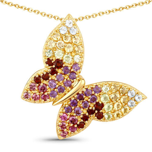 1.62 Carat Genuine Multi Stones .925 Sterling Silver Pendant Bids.com