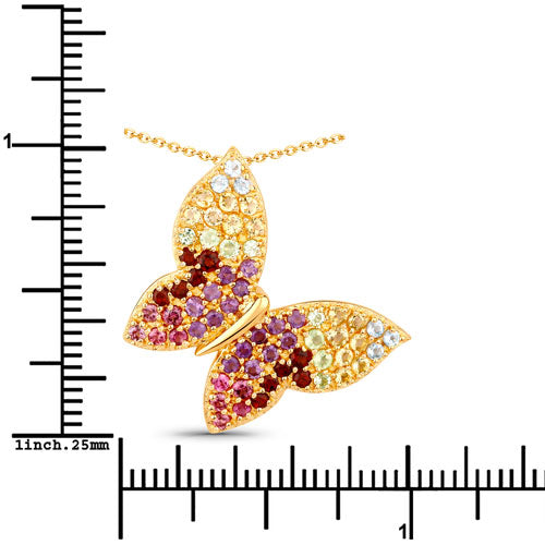 1.62 Carat Genuine Multi Stones .925 Sterling Silver Pendant Bids.com