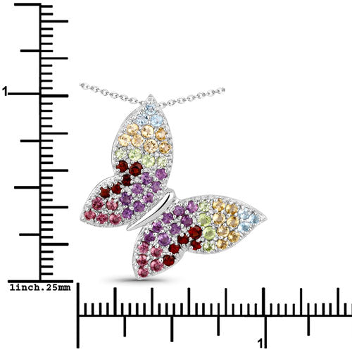 1.62 Carat Genuine Multi Stones .925 Sterling Silver Pendant Bids.com