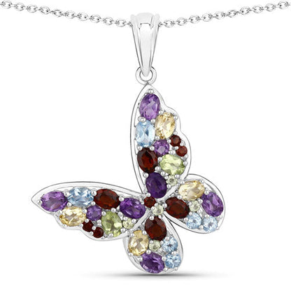 3.80 Carat Genuine Multi Stones .925 Sterling Silver Pendant Bids.com