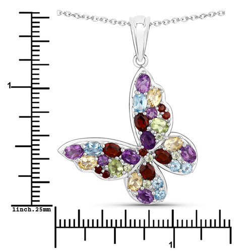 3.80 Carat Genuine Multi Stones .925 Sterling Silver Pendant Bids.com