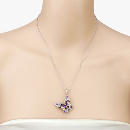 3.80 Carat Genuine Multi Stones .925 Sterling Silver Pendant Bids.com
