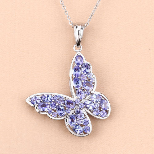 3.78 Carat Genuine Tanzanite .925 Sterling Silver Pendant Bids.com