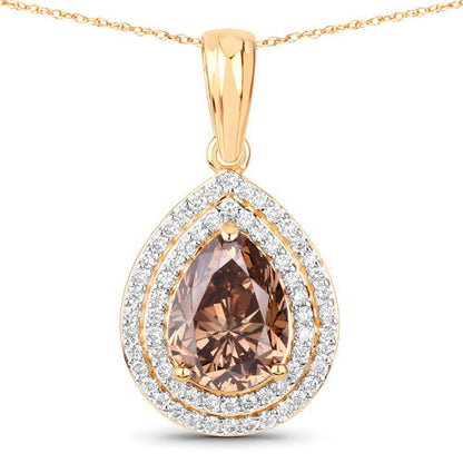 IGI Certified 2.01 Carat Genuine Brown Diamond Center and 0.29cttw White Diamond 18K Yellow Gold Pendant (2.30cttw) Bids.com