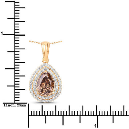 IGI Certified 2.01 Carat Genuine Brown Diamond Center and 0.29cttw White Diamond 18K Yellow Gold Pendant (2.30cttw) Bids.com