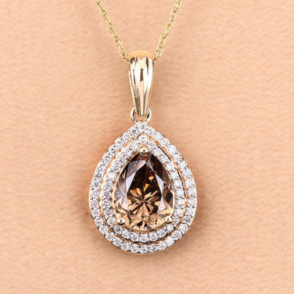 IGI Certified 2.01 Carat Genuine Brown Diamond Center and 0.29cttw White Diamond 18K Yellow Gold Pendant (2.30cttw) Bids.com