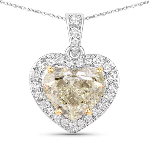 IGI Certified 4.51 Carat Genuine Light Yellow Diamond Center and 0.45cttw White Diamond 18K White Gold Pendant (4.96cttw) Bids.com