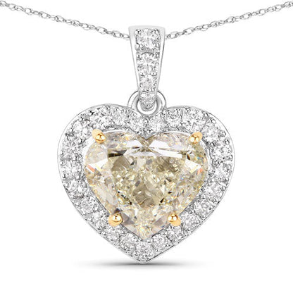 IGI Certified 4.51 Carat Genuine Light Yellow Diamond Center and 0.45cttw White Diamond 18K White Gold Pendant (4.96cttw) Bids.com