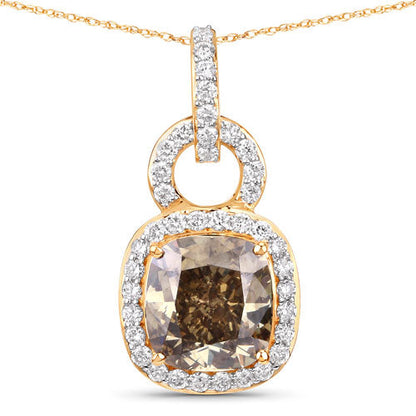 IGI Certified 2.50 Carat Genuine Brown Diamond Center and 0.31cttw White Diamond 18K Yellow Gold Pendant (2.81cttw) Bids.com
