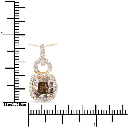 IGI Certified 2.50 Carat Genuine Brown Diamond Center and 0.31cttw White Diamond 18K Yellow Gold Pendant (2.81cttw) Bids.com