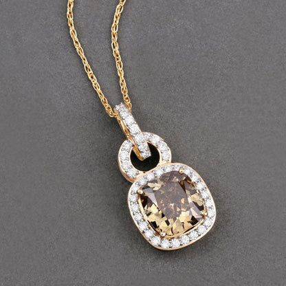 IGI Certified 2.50 Carat Genuine Brown Diamond Center and 0.31cttw White Diamond 18K Yellow Gold Pendant (2.81cttw) Bids.com