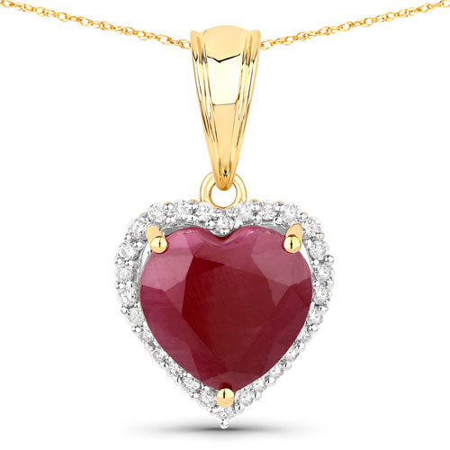 4.47 Carat Genuine Ruby and White Diamond 14K Yellow Gold Pendant Bids.com