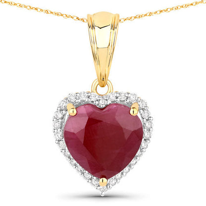 4.47 Carat Genuine Ruby and White Diamond 14K Yellow Gold Pendant Bids.com