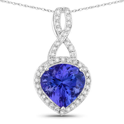 2.57 Carat Genuine Tanzanite and White Diamond 14K White Gold Pendant Bids.com